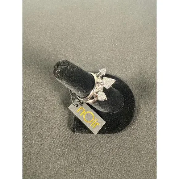 nOir JEWELRY RHODIUM HONEY 3 SPIKE PAVE RING SIZE 7 NWT - Picture 2 of 5